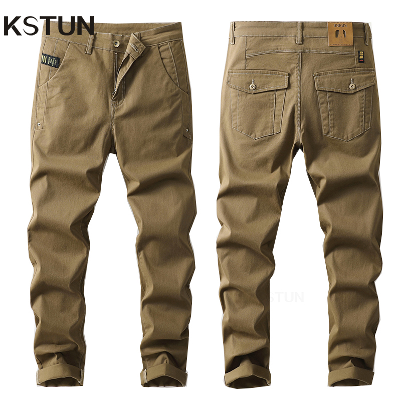 Men'S Fashion Khaki Pants - KSTUN Мужские повседневные брюки Тонкие прямые