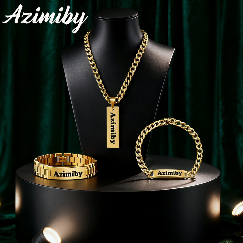 Men'S Fashion Jewelry Bracelets - Azimiby настраиваемое имя, классический браслет в