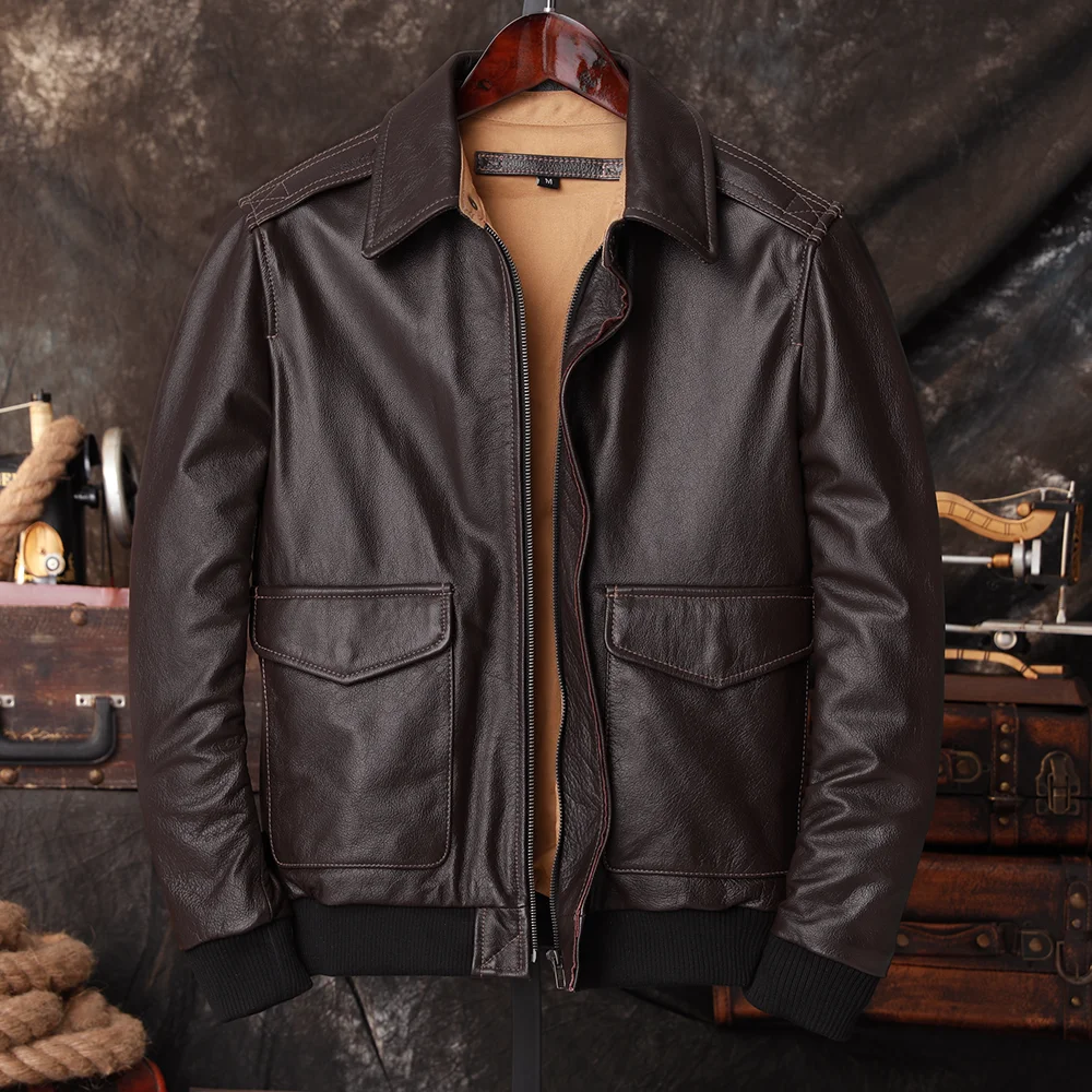 Bomber Jacket Men - Куртка-бомбер A2 Pilot из натуральной кожи