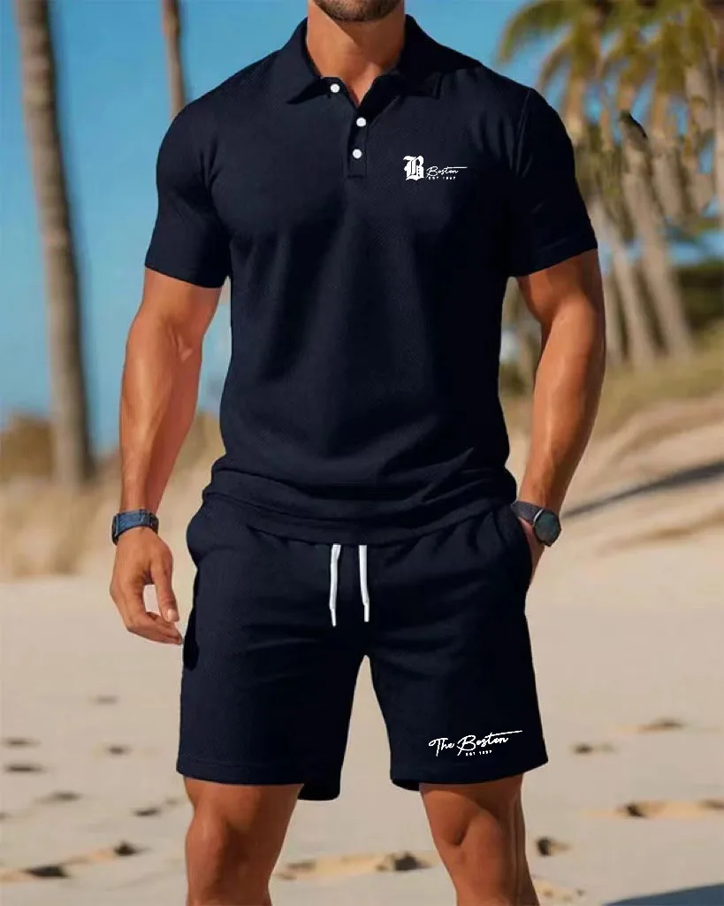 Летний новый мужской комплект  – обзор и цена Men'S Fashion Polo Shirt