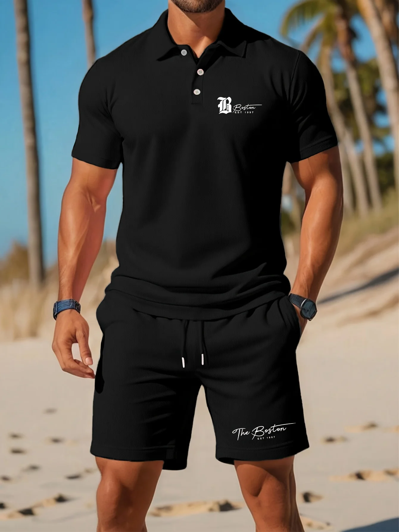 Летний новый мужской комплект  – обзор и цена Men'S Fashion Polo Shirt