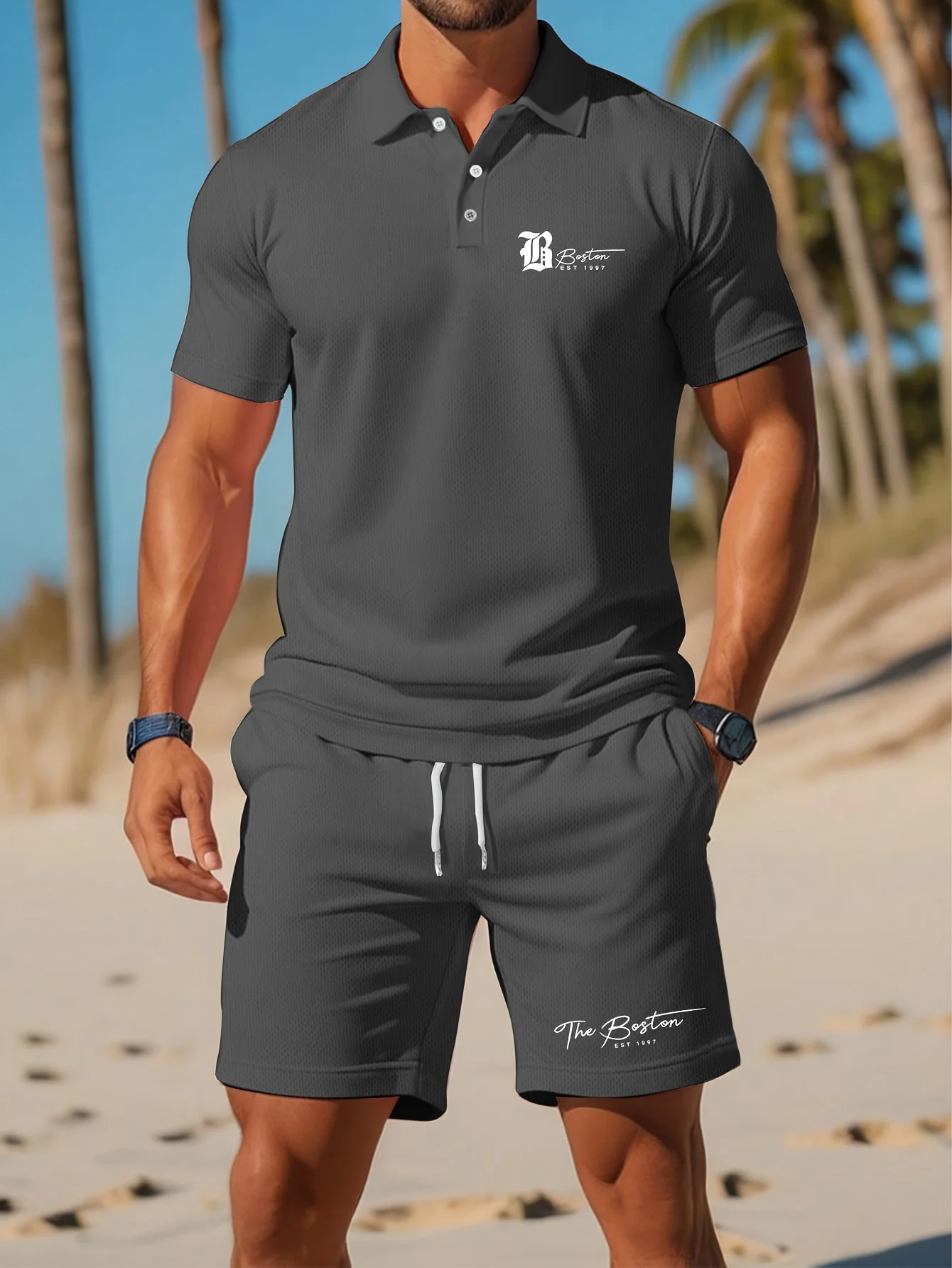 Летний новый мужской комплект  – обзор и цена Men'S Fashion Polo Shirt