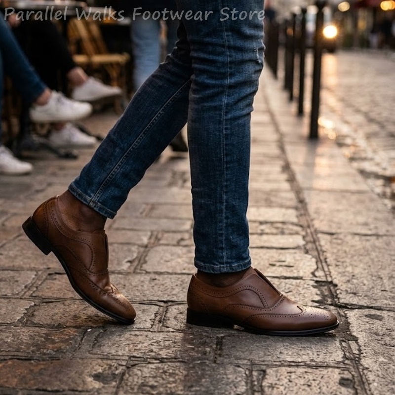 Мужские коричневые кожаные туф – обзор и цена Oxford Shoes Brogue